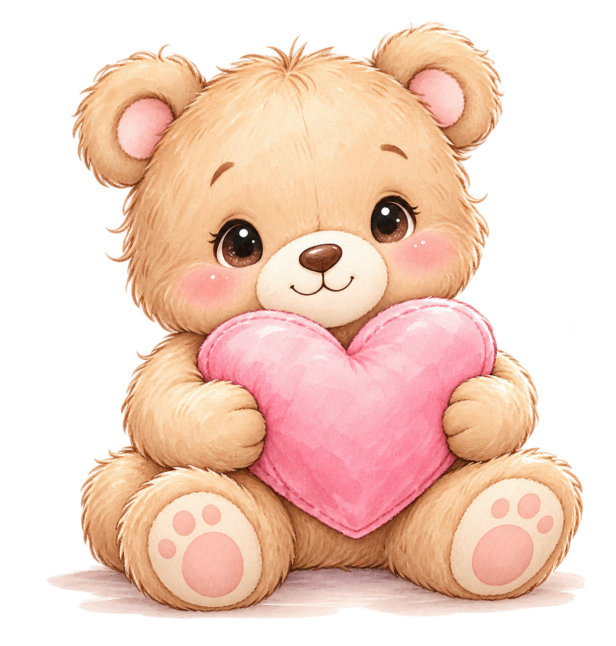 Kuschelteddy mit einem rosa Herz