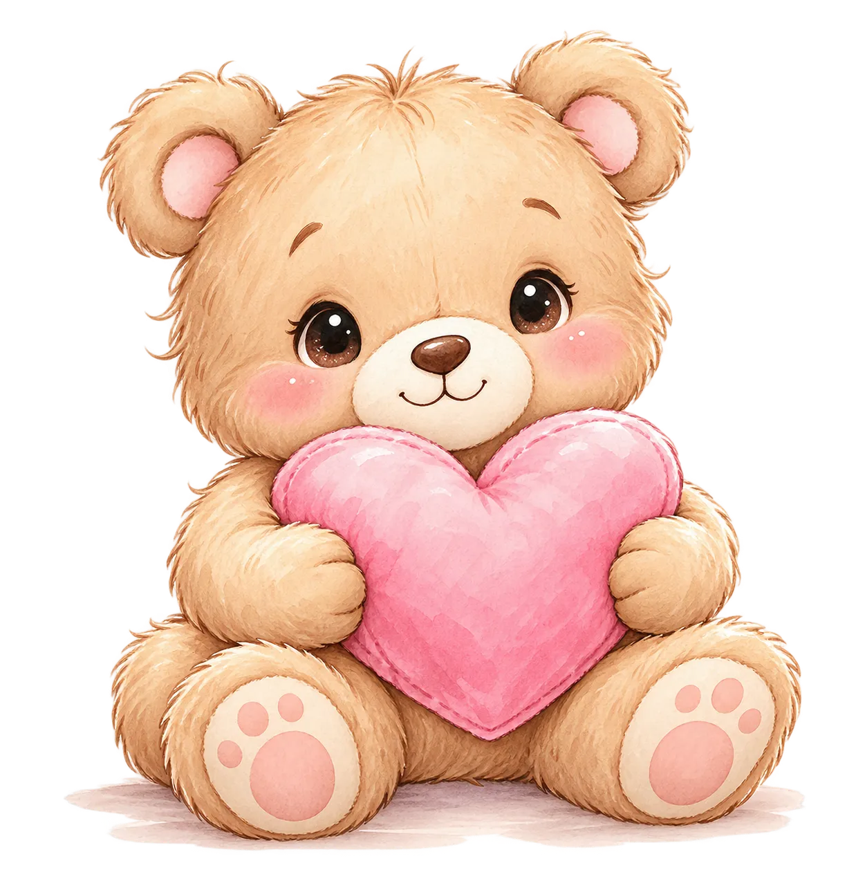 Kuschelteddy mit einem rosa Herz