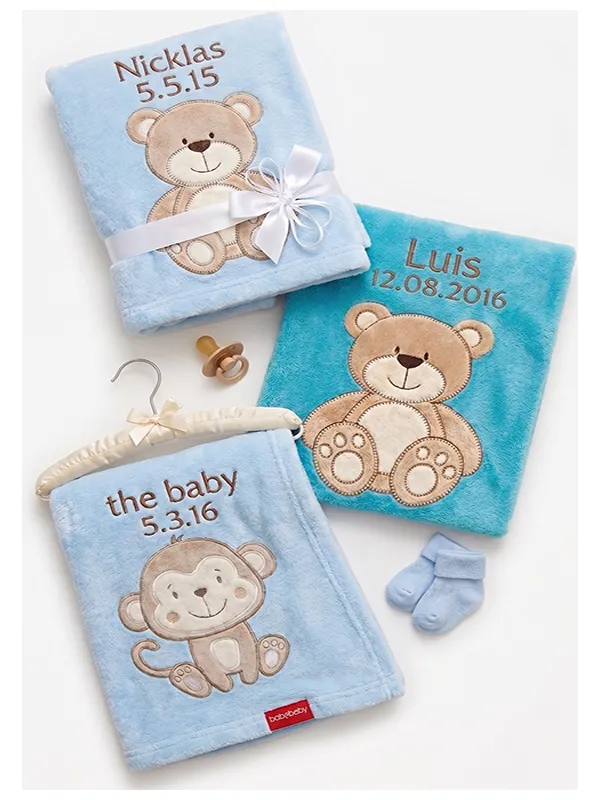 Babydecken in Blau mit Namen