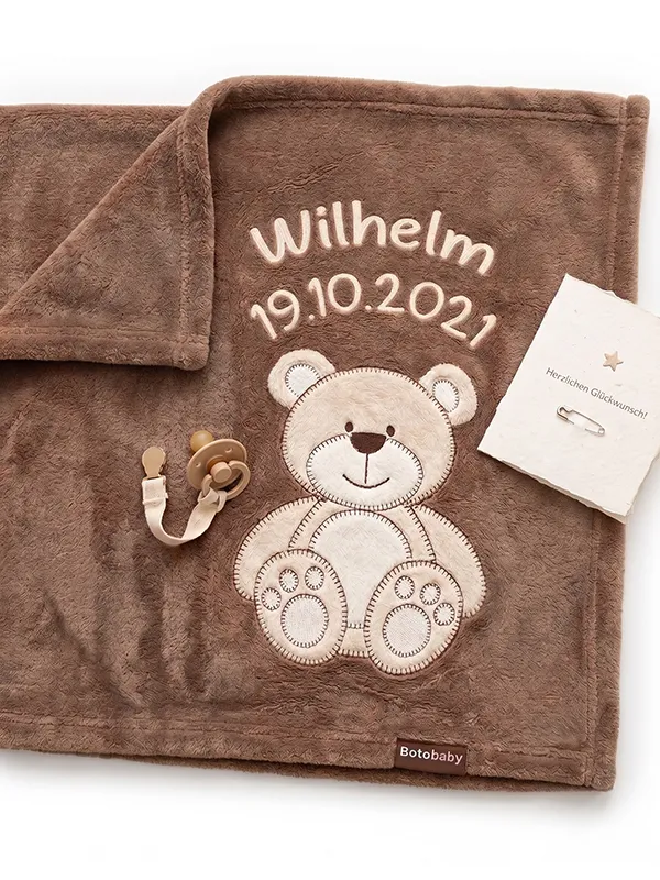 Babydecken in Braun mit Namen
