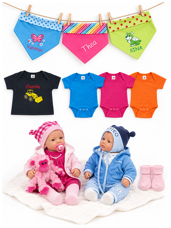 Personalisierte Babykleidung & Baby Accessoires