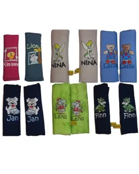 Verschiedene Uni Farben und ca. 1000 Motive von Gurtpolstern fuer Auto, Kindersitz oder Buggy. 1 oder 2 Stueck personalisierbar. Tiere, Engel, Teddy und natuerlich der Name, alles ist moeglich.