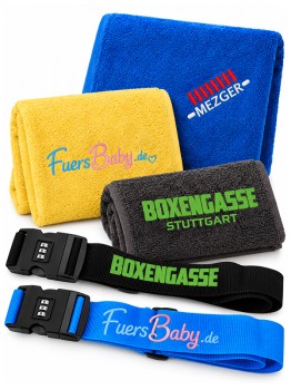 Wollen sie Ihren Mitarbeitern eine Freude bereiten? Wie wäre es mit einem Handtuch in vielen Farben oder einem Koffergurt alles mit Logo personalisiert