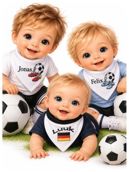 Fußball Halstuch mit Namen für Babys und Kinder aus 100% Baumwolle
