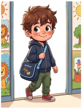 Kindergartentasche dunkelblau mit einem Bagger und Name bestickt