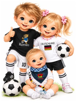 Personalisierte Fußballgeschenke für Babys und Kinder mit Namen aus 100% Baumwolle
