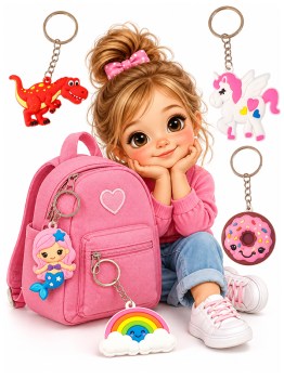 Schlüsselanhänger für Kinder mit niedlichen Motiven für Rucksack und Tasche