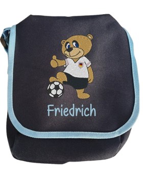 Kindergartentasche dunkelblau mit Teddy und Fussball