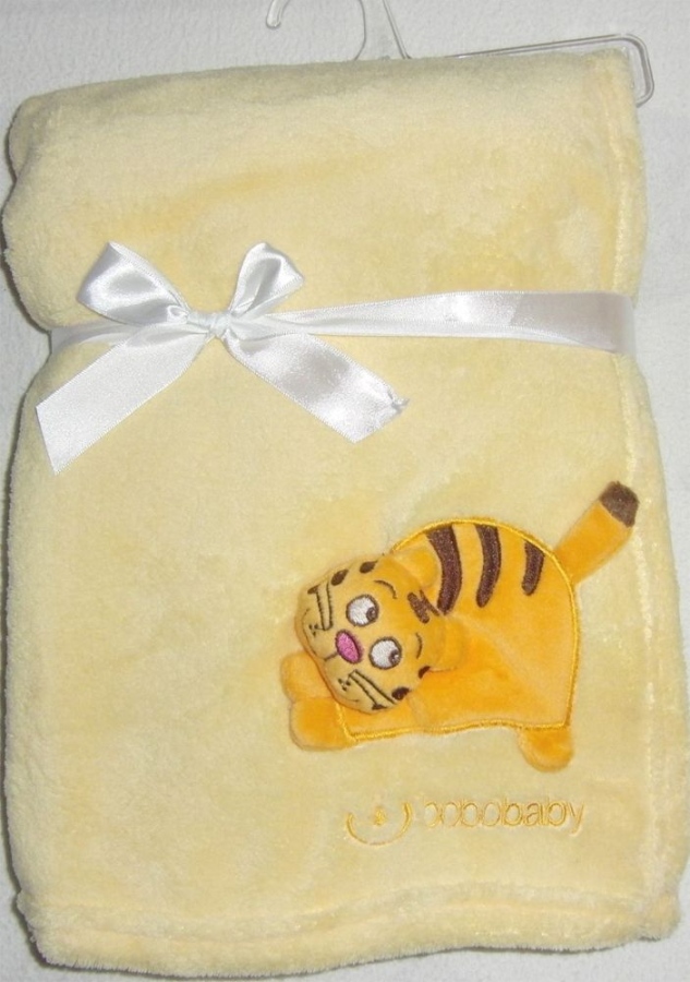 Babydecke Tiger mit Name gelb