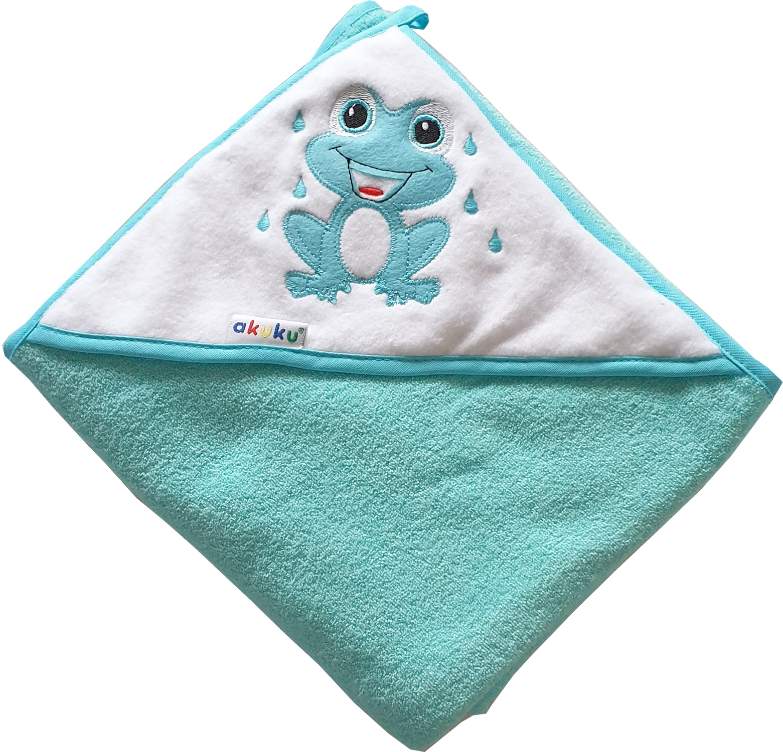 Kapuzenhandtuch 100x100 Frosch türkis