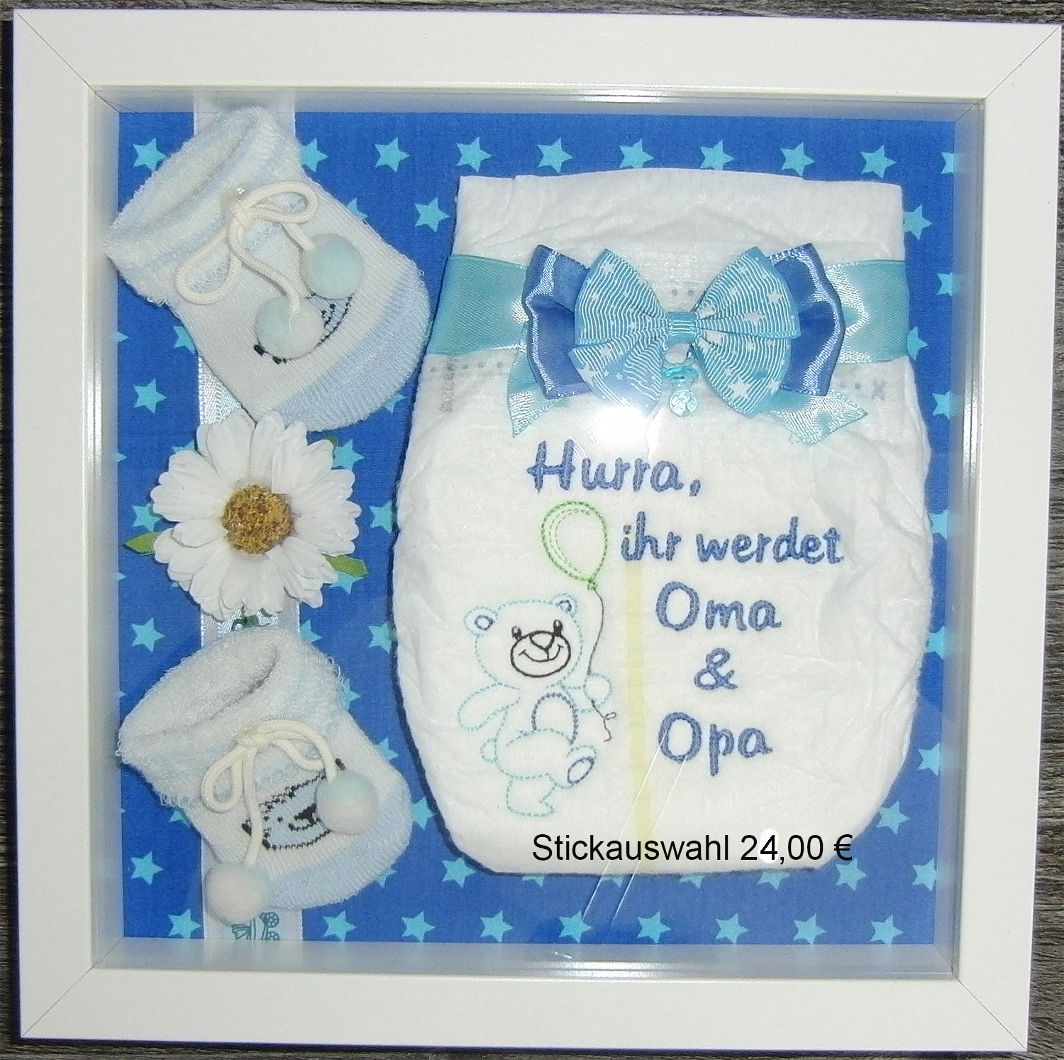 Bilderrahmen personalisiert Geschenk Baby "Ihr werdet Oma & Opa" Geburt 