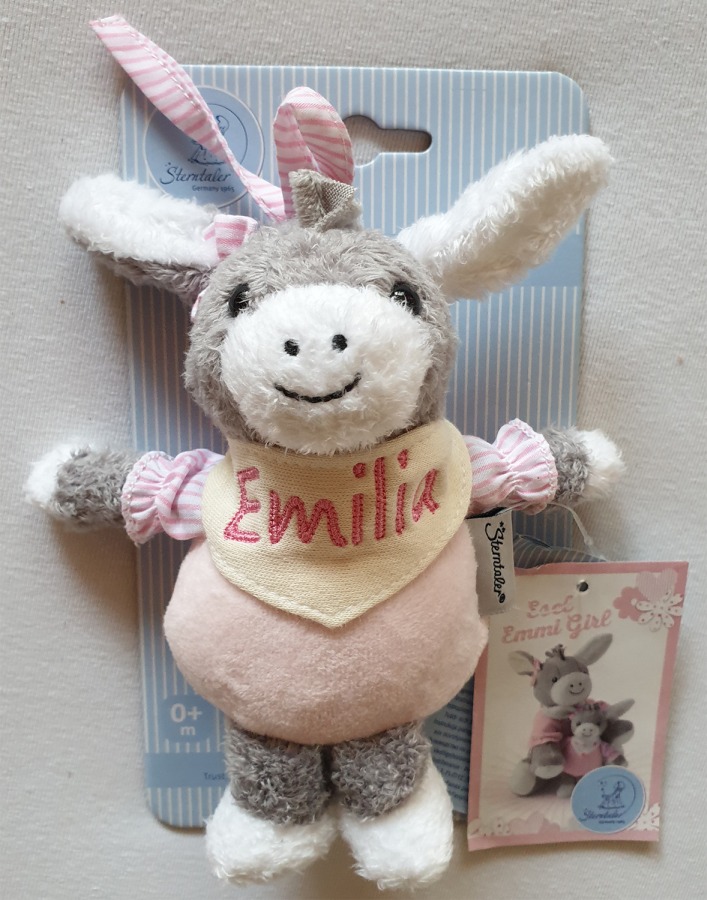 Baby Spieluhr Esel Emmi Girl Emmi Erik mit Name bestickt NEU 