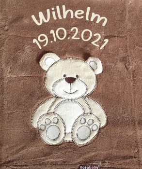 Babydecke braun Teddy mit Namen