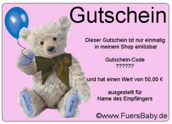 Babygutschein im Wert von 50€ zum selbst aussuchen