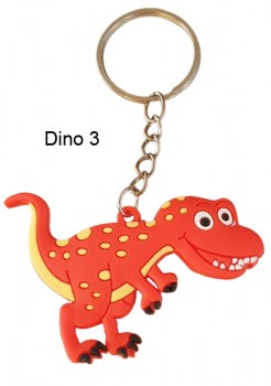 Schlüsselanhänger Dino in rot mit gelben Punkten