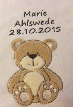 Babydecke cremweiss Teddy mit Namen