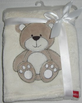 Babydecke cremweiss Teddy mit Namen