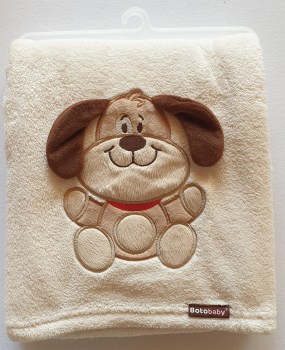 Babydecke Hund mit Name beige