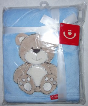 Babydecke hellblau mit Teddy