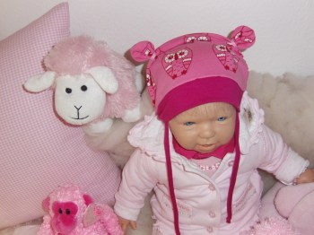 personalisierte Babymütze rosa pink Eulen