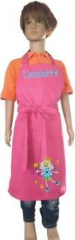 Schürze für Kinder in pink mit Prinzessin und Name bestickt