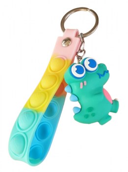 Dino Anhänger grün-blau-pink mit großen Augen