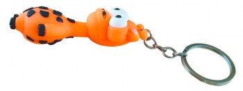 Giraffe Schlüsselanhänger 3 D Figur in neonorange liegend