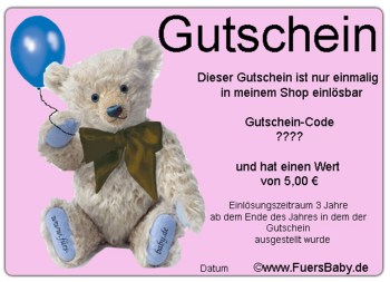 Gutschein für Babys zur Geburt vom Neuankömmling