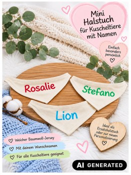 Halstuch für Kuscheltiere mit Namen – personalisierte Mini Halstücher individuell bestickt