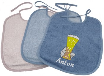 Farbauswahl blau, besticktes Lätzchen für Erwachsene