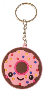 Schlüsselanhänger rosa Donat mit Schokolade