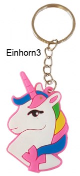Schlüsselanhänger Einhorn nur Kopf mit bunter Mähne