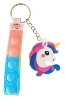 Schlüsselanhänger Einhorn mit buntem Ploppband