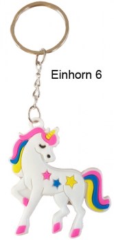 Schlüsselanhänger Einhorn mit bunten Sternchen und bunter Mähne