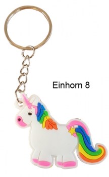 Schlüsselanhänger dickes Einhorn mit bunter Mähne