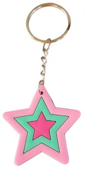 Schlüsselanhänger Stern in rosa, mint und pink