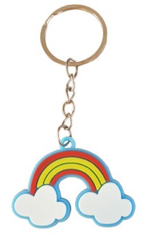 Schlüsselanhänger Wolken und Regenbogen in rot und gelb