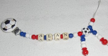 Schnullerkette Fussball  mit Name Frankreich