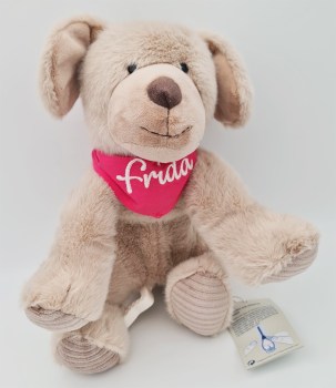 Sterntaler Spieluhr Hund Lucky mit einem pinkfarbenen Halstuch personalisiert