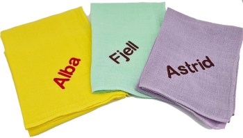 3Spucktuecher (gelb, mint und flieder) personalisiert nur mit Name bestickt