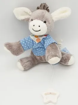 Esel Emmi Spieluhr in blauem Shirt mit leiser Einschlafmelodie