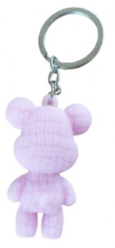 Schlüsselanhänger 3 D Figur Teddy in lila von hinten