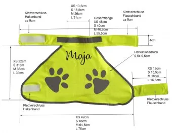 Hundewarnweste Name waagerecht in Schreibschrift bestickt