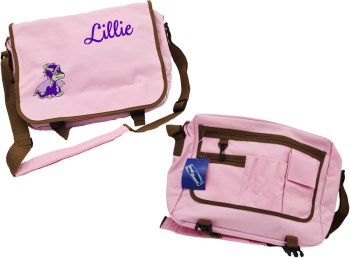 Rosa Wickeltasche mit Namen und Dino in flieder bestickt