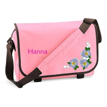 Wickeltasche rosa mit Name und Blumenmotiv