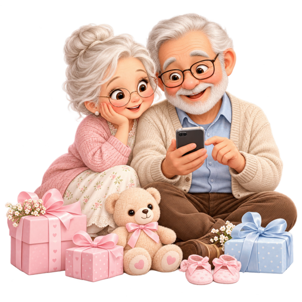 Oma und Opa suchen gemeinsam ein Geschenk aus.